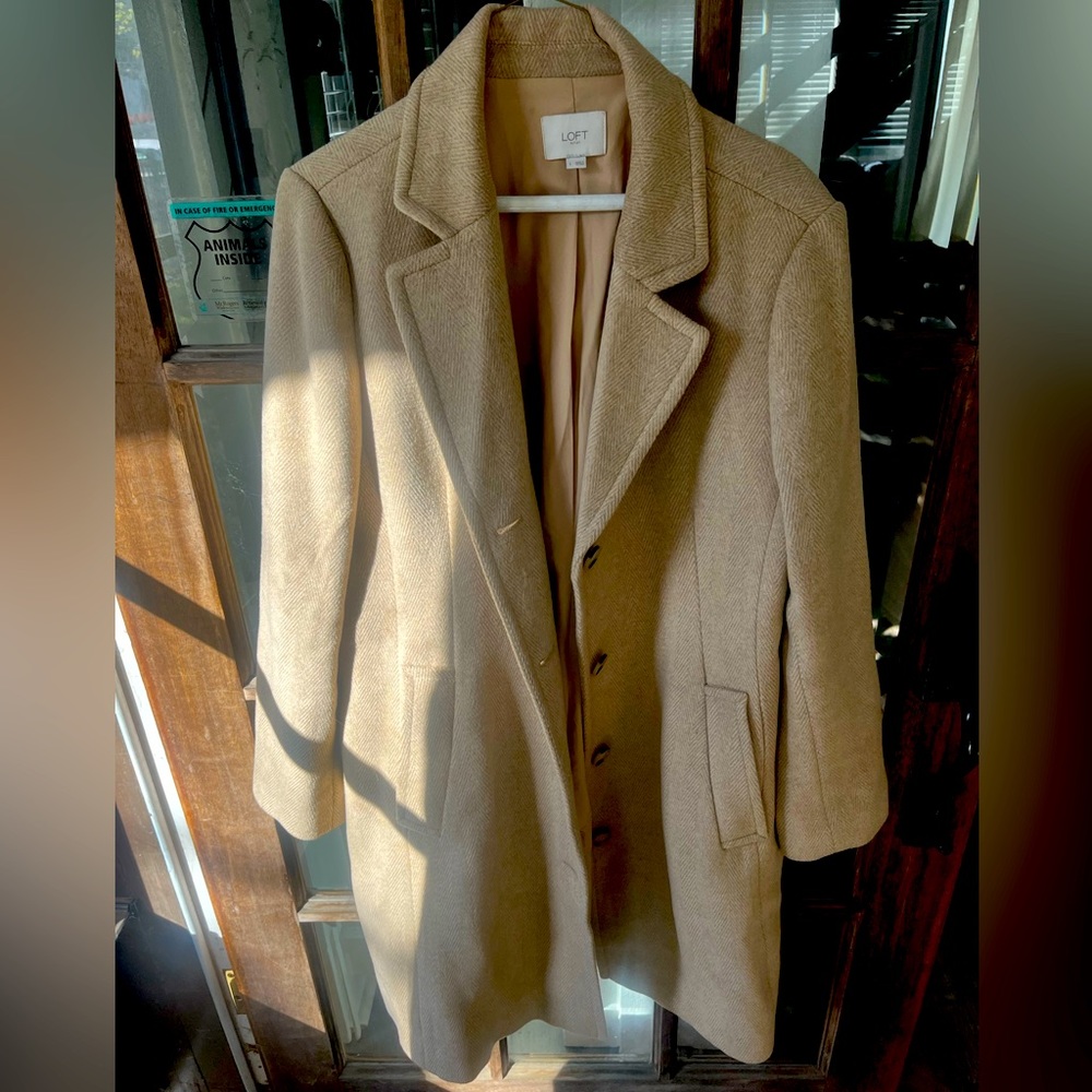 Loft light tan pea coat in large